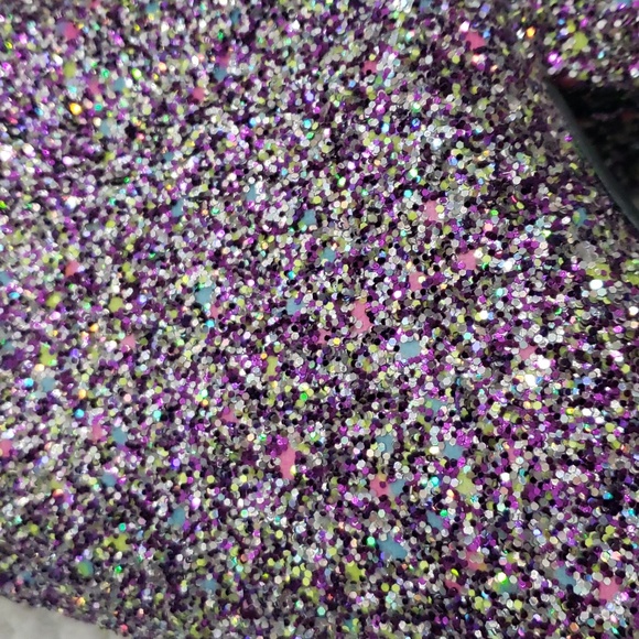 ALLEGRA K GLITTER POINTED TOE CHUNKY HEEL PURPLE ANKLE BOOTS - Picture 10 of 12